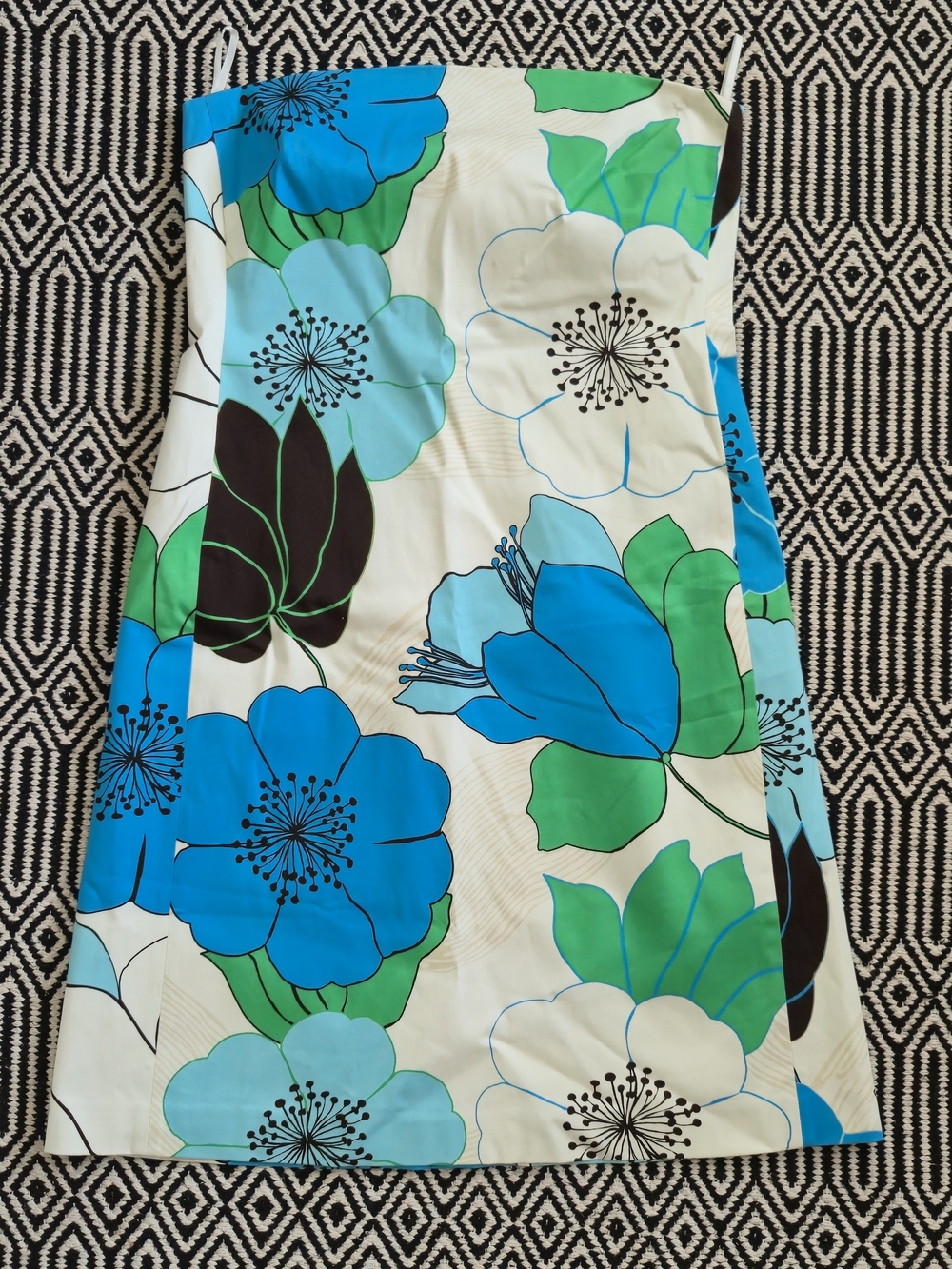 Banana Republic Blue, Green & White Floral Strapless Dress